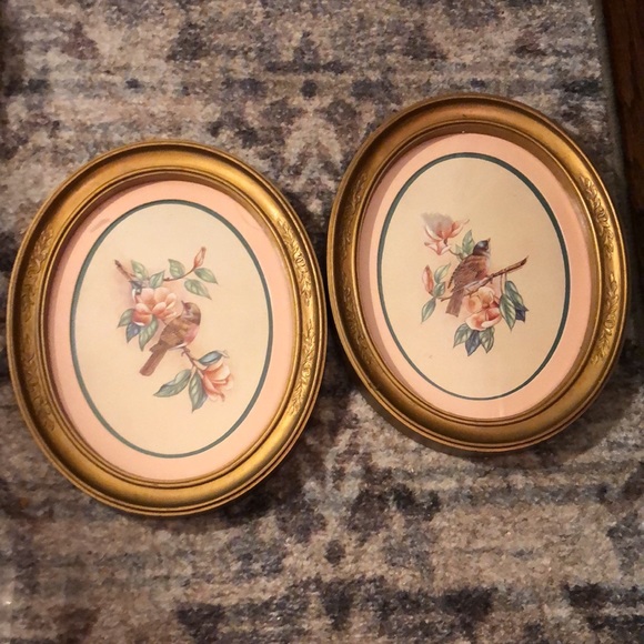Vintage Homco Home Interior Oval Birds Branches Wall Decor Set Shabby Ch… - Picture 1 of 9